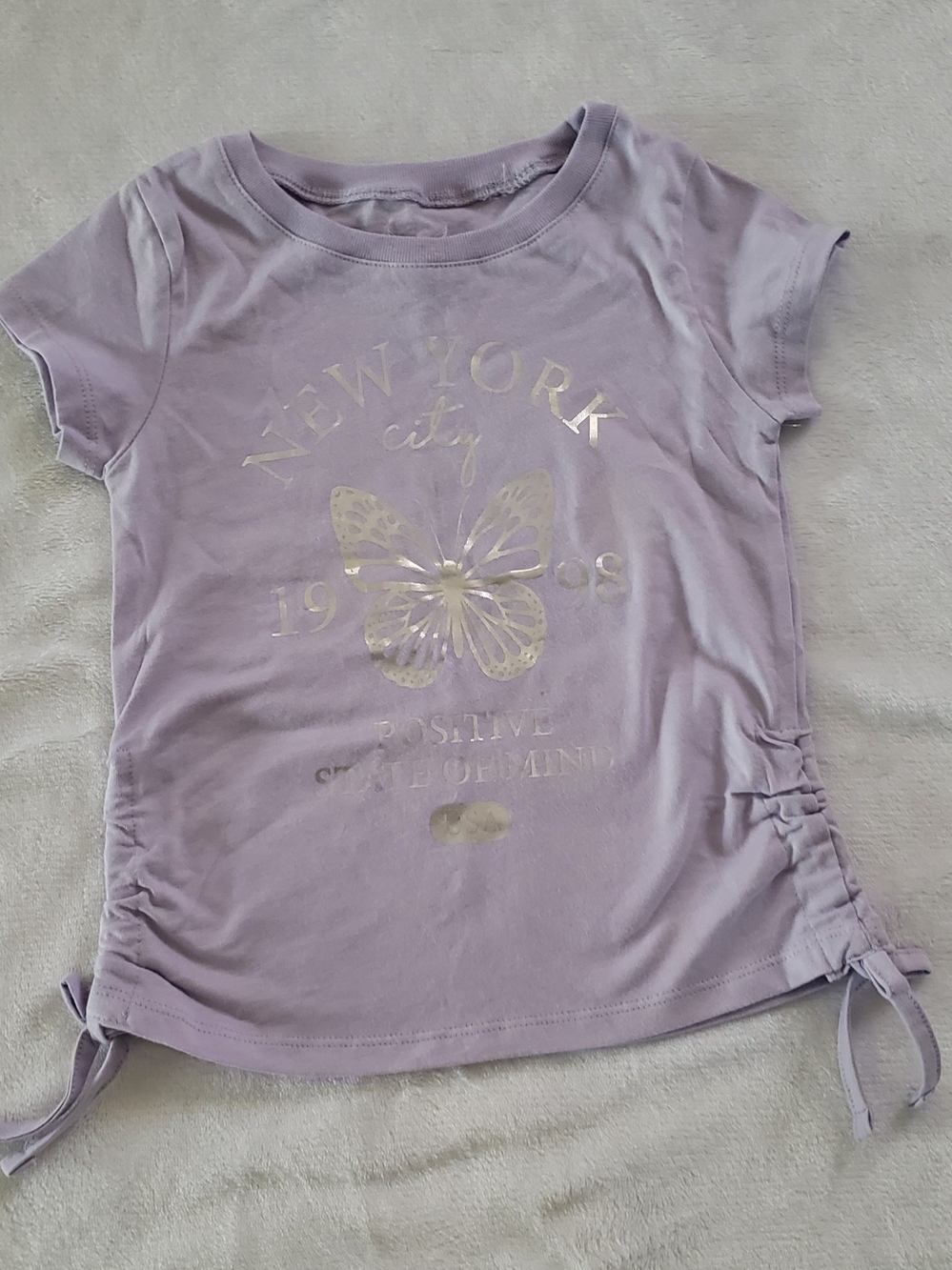 State of Mind Lavender Short Sleeve Tee with Silver Butterfly